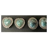 2 Pairs Navajo Sterling Silver & Turquoise
