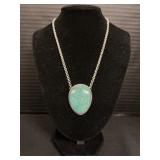 Sterling Silver & Turquoise Pendant, Necklace.