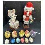 Stone & Paper Mache Easter Eggs, Nutcracker.