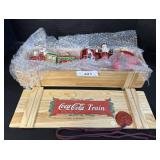 Coca Cola Train Ornaments & Wooden Box.