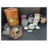 Spongeware & Pottery Pitchers, Cast Sad Iron.