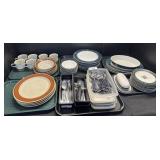 Large Lot Of Dinnerware & Flatware.