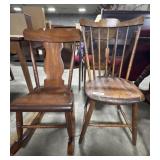 Ornate Oak Side Chair, Maple Rocker.