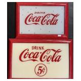 Pairs of Glass Framed Coca-Cola Advertising Signs.