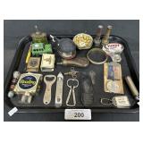 Vintage Adv Bottle Openers, Cast Iron Ash Tray,