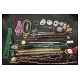 Costume Jewelry, Necklaces, Brooches, Bracelets.