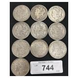 10 90% Silver 1880-1900 Morgan Dollars.