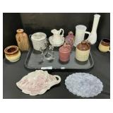 Stoneware Jars & Jug, Milk Glass, Carnival Glass