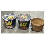 2 Galvanized ALL Detergent Adv Pails & Basket.