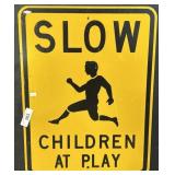 Slow Children At Play Metal Street Sign.
