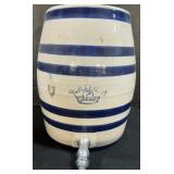 2 Gallon Blue Decorated Stoneware Dispenser.