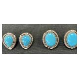 2 Pairs Navajo Sterling Silver & Turquoise