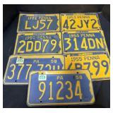 7 Vintage Pennsylvania License Plates.
