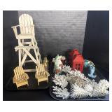 Seashell & Coral Decor, Mini Beach Chairs.
