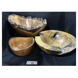 Signed Hand Turned Raw & Natural Edge Bowls.