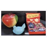Hen On A Nest, Blue & White Porcelain Tea Set,