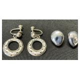 2 Pairs of Sterling Silver Clip On Earrings.