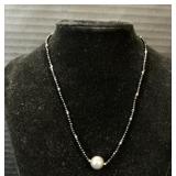 14K Gold, Pearl & Onxy Necklace.