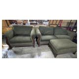 Clean Comfy Forrest Green Sofa & Dbl Wide