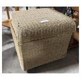 Vtg Woven Rattan Ottoman.