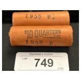 90% Silver Uncirculated 1958 P Washington Quarters