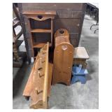 Cutout Heart Coat Hanger, Bench, Wall Shelf, Pine