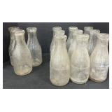 12 Vintage Glass Milk Bottles, Cacoosing Dairy.