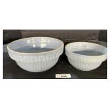 Pair Of Blue Glazed Stoneware Bowls.