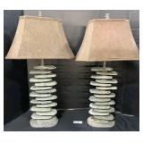 Pair Of Stone Lamps.