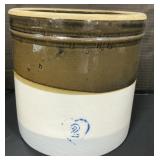 Two Tone Glazed Two Gallon Stoneware Crock.