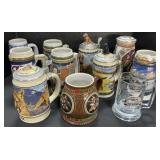 11 Budweiser & Christmas Steins.