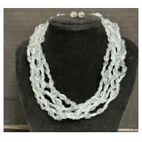 14k Gold Aquamarine Beaded Necklace.