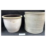 Stoneware Crock & Stoneware 2 Gal Crock W/Handles