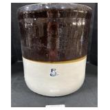 Vintage Two Toned 5 Gallon Stoneware Crock.