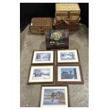Folk Art Prints, Picnic Baskets, Chest.