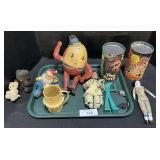 Wind Up Santa, China Head Doll, Mr. Peanut Mug.