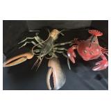 2 Large Metal Lobsters.