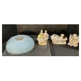 Art Deco Ceiling Lamp Shade, Porcelain Vases.