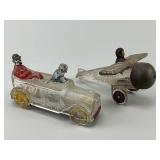 Amos & Andy & Airplane Glass Candy Containers.