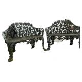 Par of Ornate Cast Iron Garden Benches.