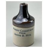 Miniature Jacob Nye Christmas Stoneware Jug.