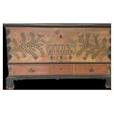 RARE 1821 Central PA Painted Softwood Dower Chest.
