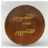Yellow Slip Pennsylvania Redware Pottery Plate.