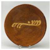 Yellow Slip Pennsylvania Redware Pottery Plate.