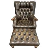 Leopold  Style Leather Chair & Ottoman.