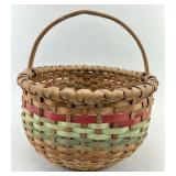 Splint Wood Red & Green Accent Wicker Basket.