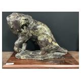 Jonah Runyanga Marble Roaring Lion Sculpture.