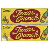 2 Advertising Metal Texas Punch Drink Signs.