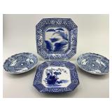 4 Chinese Blue & White Porcelain Plates.