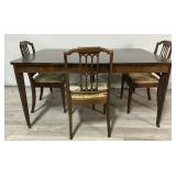 19th C. Dining Room Table & 3 Chairs.